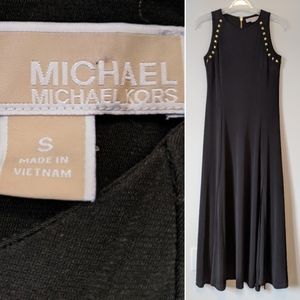 MICHAEL KORS Black Studded Maxi Dress w Slits